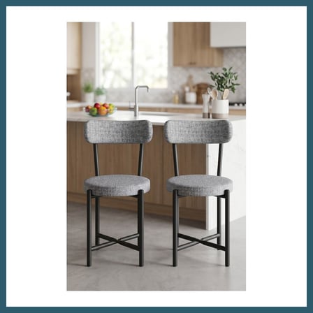 Bezos Sandalye 2 Adet Keten Kumaş Metal Ayak Modern Mutfak Sandalyesi Cafe Balkon Ofis Teddy 9812 Gri OB