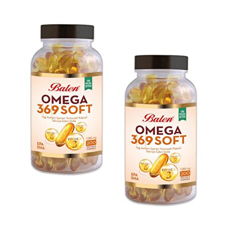Balen Omega 3-6-9 Soft Yağ Asitleri İçeren 1380 mg 200 Yumuşak Kapsül 2 Adet
