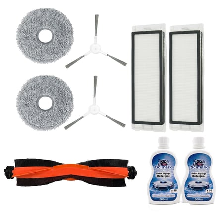 Ticimark Model Xiaomi İle Uyumlu S10 Pro Yedek Filtre Fırça Ultra Set - Mija 9 Parça Set