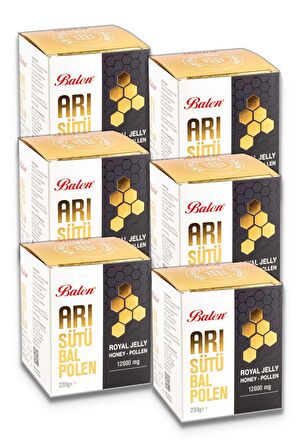 Balen Arı Sütü Bal Polen Süper Doz (12000 mg) 230 gr 6 Adet