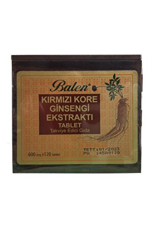 Balen Tahta Kutu Kırmızı KORE Ginseng 600 Mg 120 Tablet