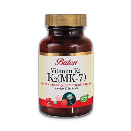 Balen K2 MK-7 Vitamin K2 ve D Vitamini 450 mg 60 Kapsül x 2 Adet