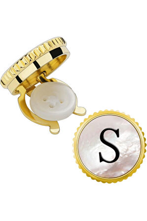 Omark Cotton S Harfi Düğme Kapağı Kol Düğmesi