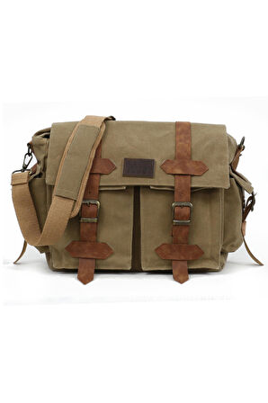 7156 Salaş Suya Dayanıklı Camel Sarı Omuz Laptop Okul Seyahat Vintage Retro Outdoor Çantası