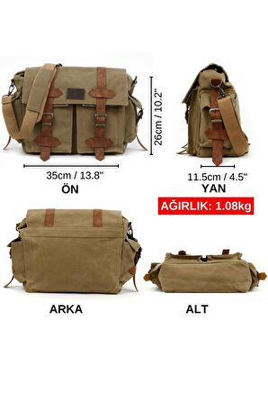 7156 Salaş Suya Dayanıklı Camel Sarı Omuz Laptop Okul Seyahat Vintage Retro Outdoor Çantası