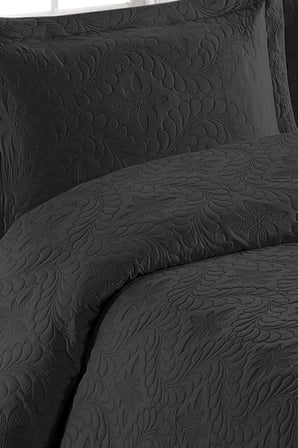 Ivy Siyah Çift Kişilik Microfiber Kapitone Yatak Örtüsü