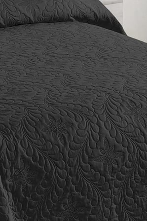Ivy Siyah Çift Kişilik Microfiber Kapitone Yatak Örtüsü