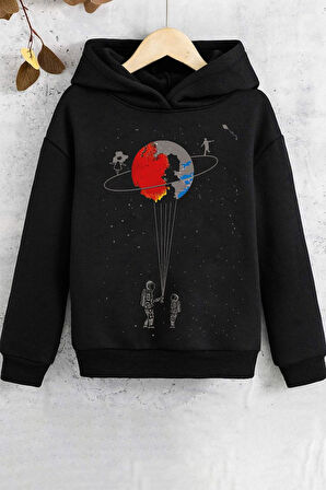 Uyguntarz Çocuk Evren Temalı Baskılı Sweatshirt