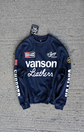 Vanson Chopper Baskılı Motorcu Pamuklu Erkek Sweatshirt
