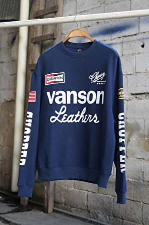 Vanson Chopper Baskılı Motorcu Pamuklu Erkek Sweatshirt