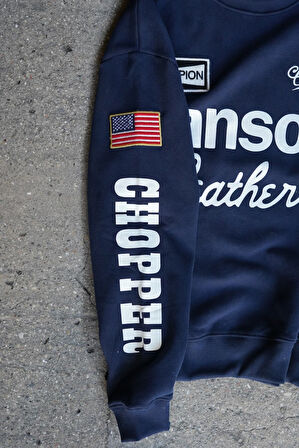 Vanson Chopper Baskılı Motorcu Pamuklu Erkek Sweatshirt