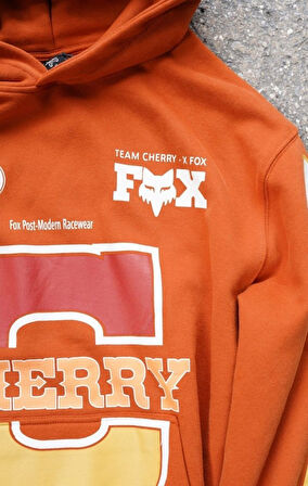 Cherry Fox Turuncu Baskılı Motorcu Sweatshirt
