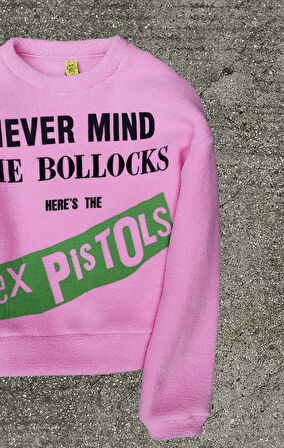 Sex Pistols Baskılı Pembe Polar Kazak 