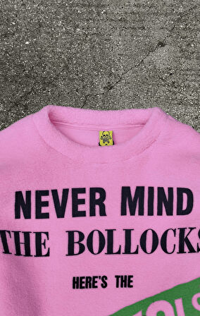 Sex Pistols Baskılı Pembe Polar Kazak 