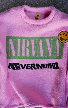 Nirvana Nevermind Pembe Polar Sweatshirt