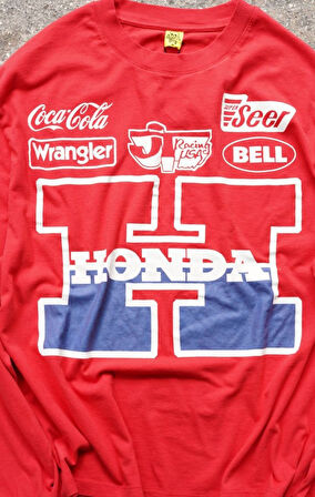 Race Day Honda Baskılı Red Uzun Kol T-shirt
