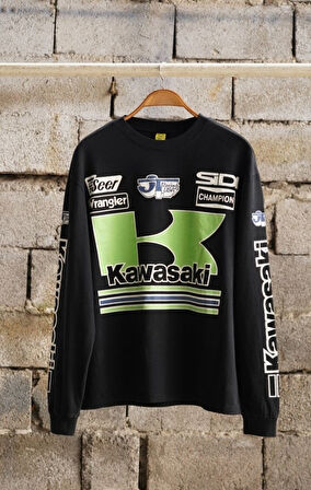 Race Day Kawasaki Uzun Kol T-shirt