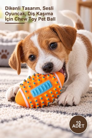 10 Adet Kedi Köpek Isırma Topu – Dikenli Tasarım, Sesli Oyuncak, Diş Kaşıma İçin Chew Toy Pet Ball