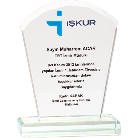 ODAK KUPA - Cam Plaketler - CM-003 A - 12x16 cm