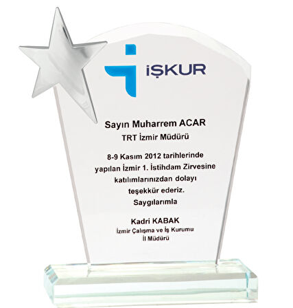 ODAK KUPA - Cam Plaketler - CM-004 B - 12x18 cm
