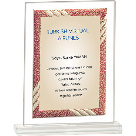 ODAK KUPA - Cam Plaketler - CM-040-M B - 18x21 cm