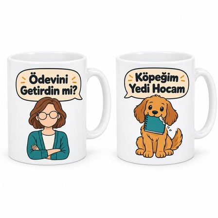 Ödevini Getirdin mi? 2`li Porselen Kupa Seti - MODEL 400