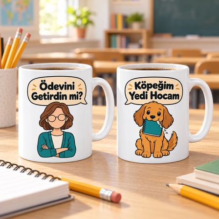 Ödevini Getirdin mi? 2`li Porselen Kupa Seti - MODEL 400