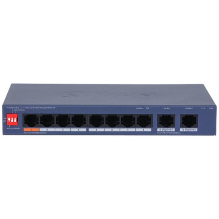 Dahua CS4010-8ET2GT-60 8 Port 10/100 + 2 Port Gigabit Uplink Cloud Yönetilebilir 60W POE Metal Kasa 