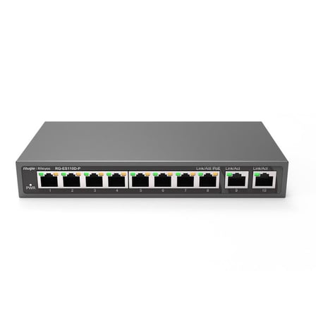 Ruijie Reyee RG-ES110D-P 8 Port 10/100 + 2X Gigabit RJ45 Uplink Metal Kasa 110W POE Switch
