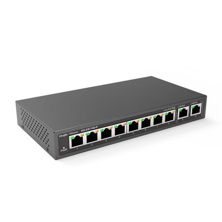 Ruijie Reyee RG-ES110D-P 8 Port 10/100 + 2X Gigabit RJ45 Uplink Metal Kasa 110W POE Switch