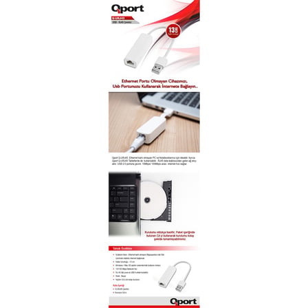 2'li Paket Qport Q-URJ45 USB to RJ45 Çevirici