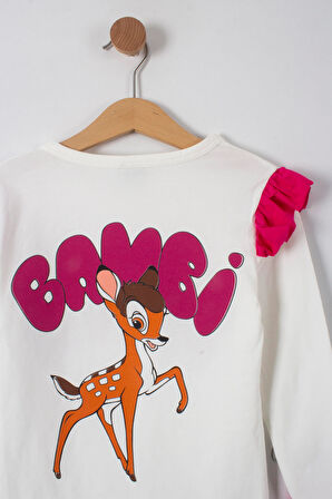 Bambi Baskılı Kolları Fırfırlı Taytlı Kız Çocuk Alt Üst Takım