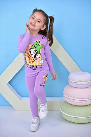 Daisy Baskılı Kız Çocuk Taytlı Alt Üst Takım