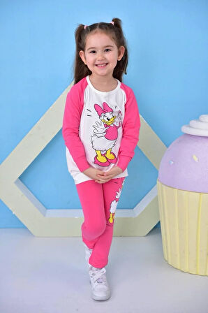 Daisy Duck Baskılı Kız Çocuk Taytlı Alt Üst Takım