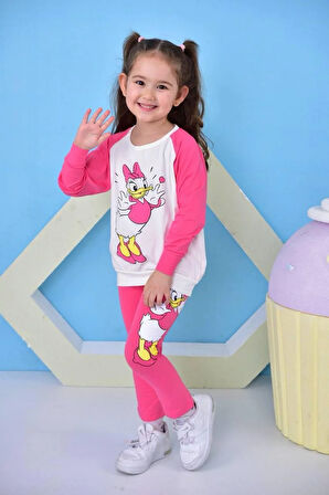 Daisy Duck Baskılı Kız Çocuk Taytlı Alt Üst Takım