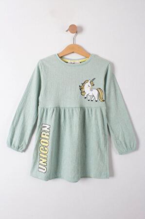 Minik Unicorn Baskılı Elbise