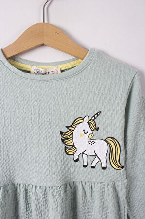 Minik Unicorn Baskılı Elbise