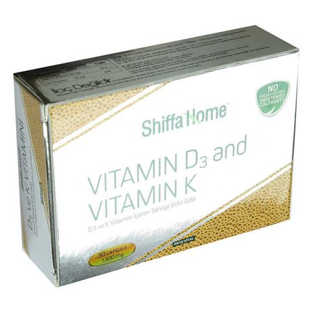 Shiffa Home D3 ve K Vitamini Yumuşak 1300 Mg x 30 Kapsül - OEM458-10139