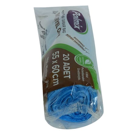 Çöp Torbası Orta Boy 55x60Cm 150Gr 25Mikron 30Lt Mavi Rulo 20 Adet - OEM458-10169