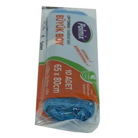 Çöp Torbası Büyük Boy 65x80Cm 70Gr 14Mikron 50Lt Mavi Rulo 10 Adet - OEM458-10174