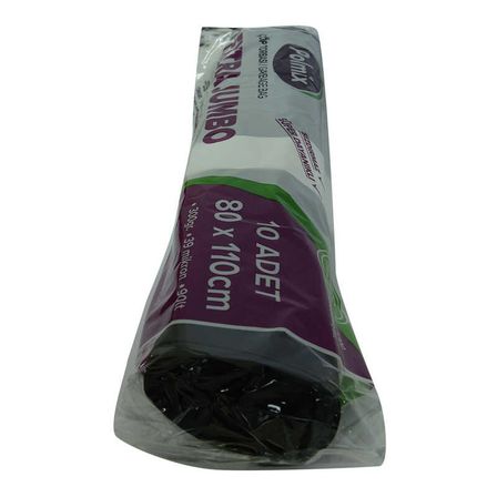 Çöp Torbası Extra Jumbo Boy 80x110Cm 300Gr 39Mikron 90Lt Siyah Rulo 10 Adet - OEM458-10181