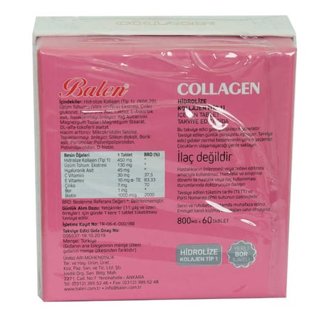Collagen Hidrolize Kollajen Tip1 İçeren Tablet 800 Mg X 60 Tablet - OEM458-10301