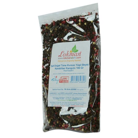 Saf Doğal Tane Kırmızı Yeşil Beyaz Karabiber Karışımı 100 Gr Paket - OEM458-10433