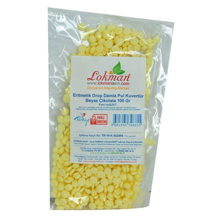 Beyaz Çikolata Eritmelik Drop Damla Pul Kuvertür 100 Gr Paket - OEM458-10643