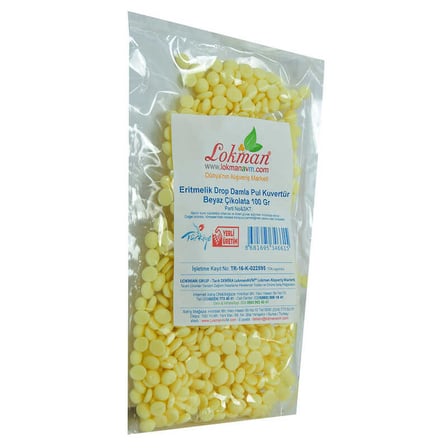 Beyaz Çikolata Eritmelik Drop Damla Pul Kuvertür 100 Gr Paket - OEM458-10643