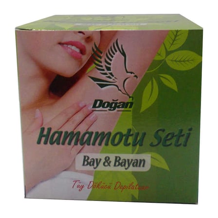 Hamamotu Seti Tüy Dökücü Toz Bay Bayan 100 Gr Kase Spatula Kolonyalı Mendil - OEM458-696