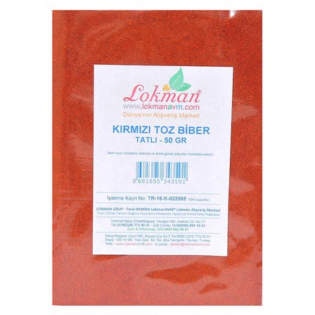 Kırmızı Toz Biber Tatlı Renk Biberi 50 Gr Paket - OEM458-8848