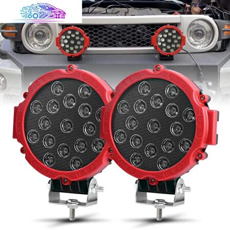 51 Watt 17 Ledli Off Road Sis Gündüz Farı Projektör Lambası 17 cm 2 ADET