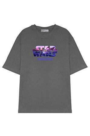 Unisex Oversize T-shirt Star Wars Logo With The Child