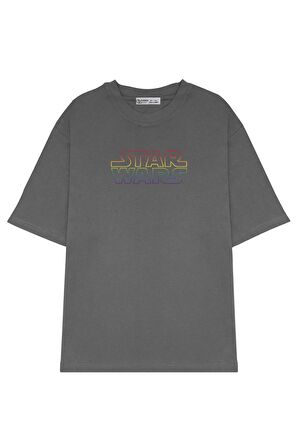 Unisex Oversize T-shirt Star Wars Rainbow Outline Logo Gradient